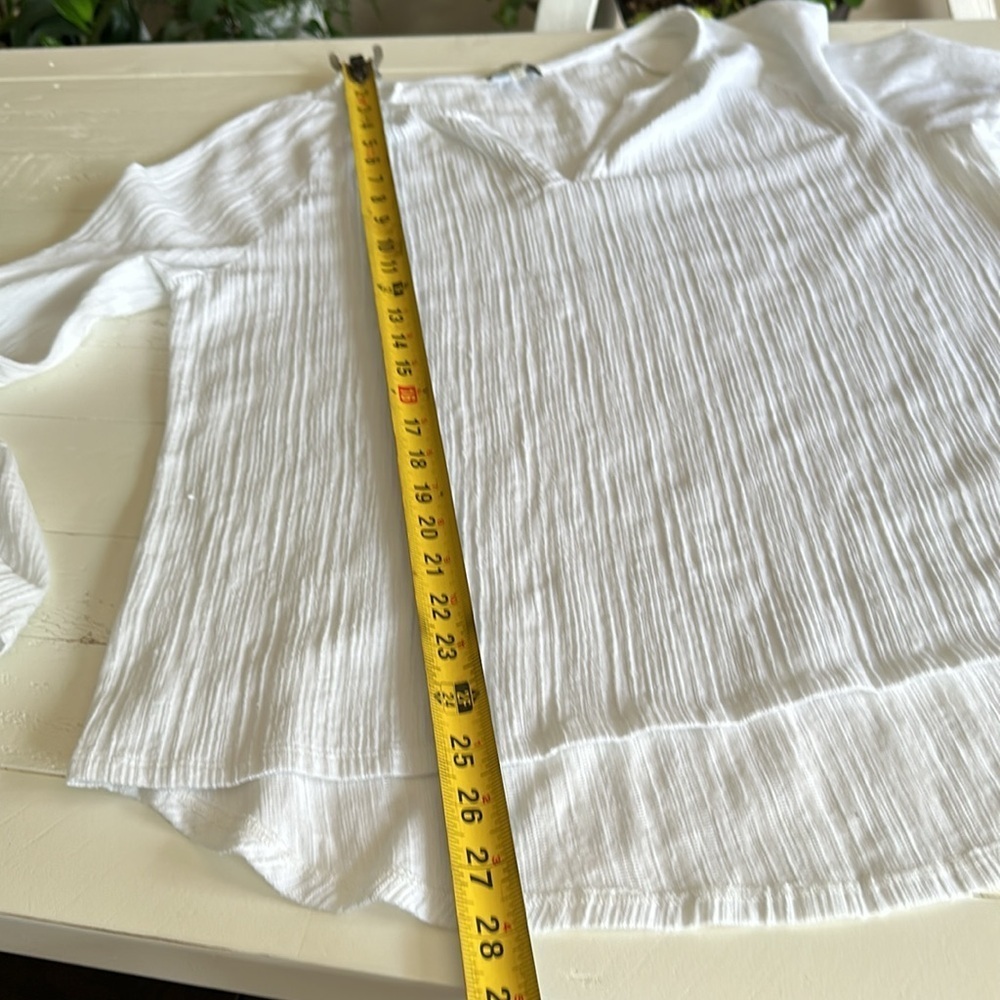 Lucky brand,  Los Angeles Sz Lg long sleeve empire drawstring sleeve white - Picture 8 of 10